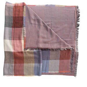 Luxurious Reversible Cashmere Scarf/Wrap Blue Green Rust Gray